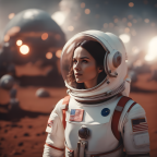 Women Astronaut on red Planet